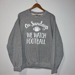 Gildan‎ Gray Football Sweatshirt Casual Crewneck